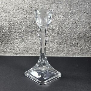 Toscany Candlestick Holder Clear Rose Bud Lead Crystal USA Vintage Home Decor